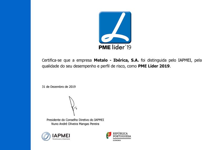 ¡MetaloIbérica, S.A. es PME Líder 2019!