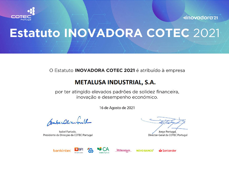METALUSA reconocida con el Estatus de INOVADORA COTEC 2021